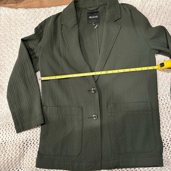 Madewell diamond jacquard shaw blazer olive green women's size small 100%Cotton - Picture 6 of 12
